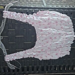 Love Tree Cropped Smocked Pink Floral Tank Size S Coquette Feminine Cottage